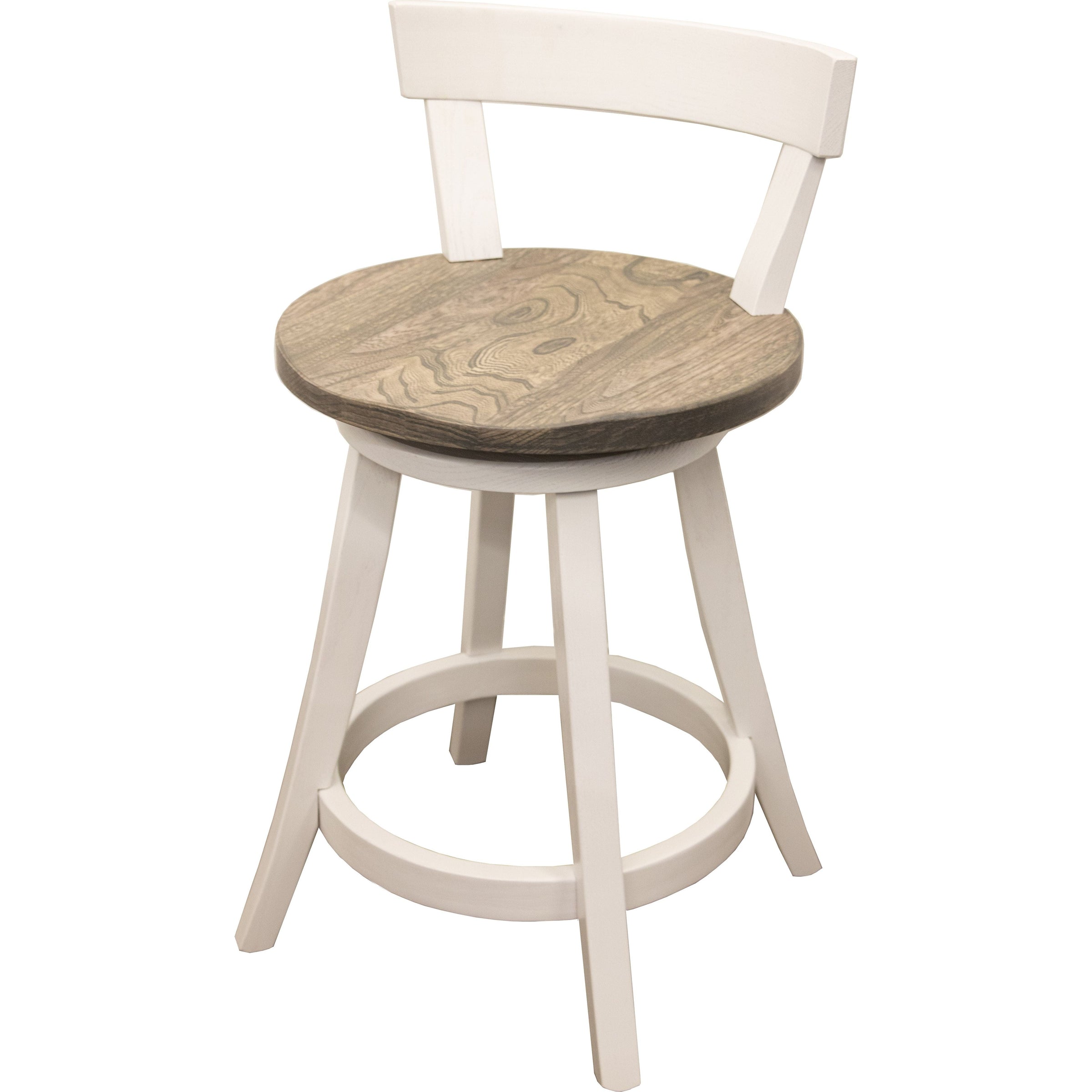 Temple 24" White & Wood Swivel Bar Stool | M-DW&RWO-GRB