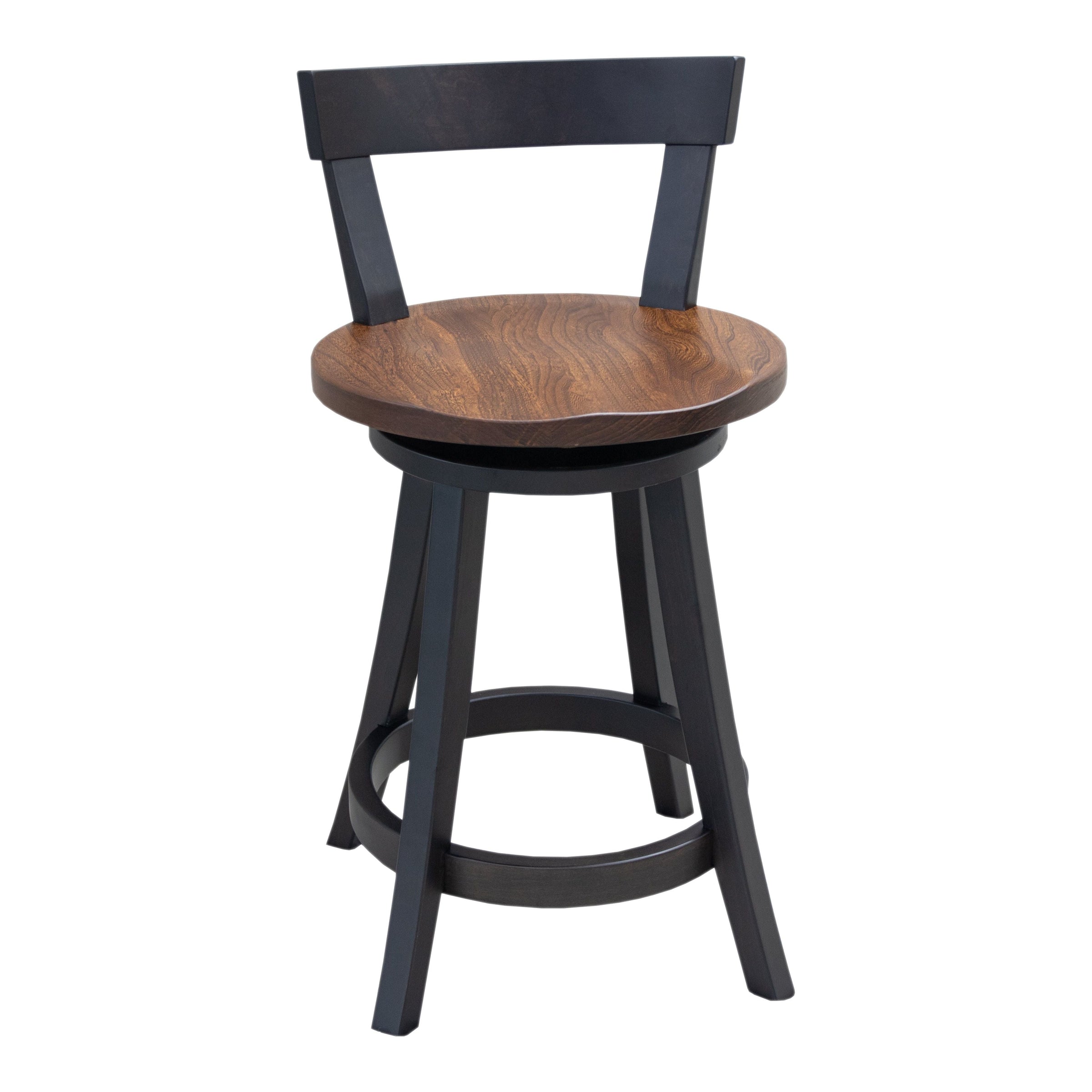 Temple 24" Black & Wood Swivel Bar Stool | M-EB&E-MC