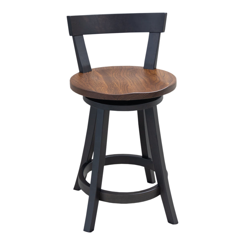 Temple 24" Black & Wood Swivel Bar Stool | M-EB&E-MC