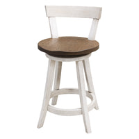 Temple 24" White & Wood Swivel Bar Stool | O-CS&RWO-CO