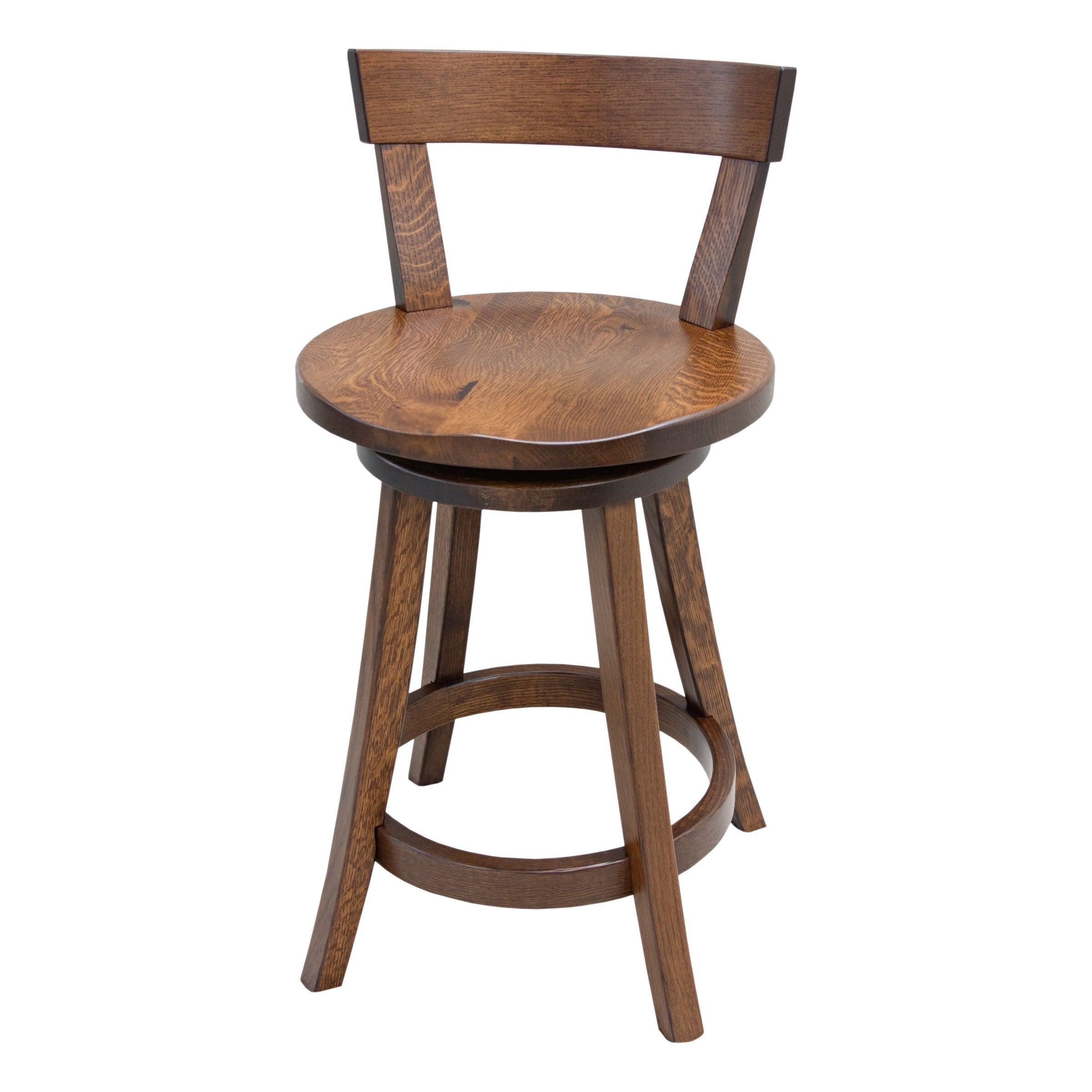 Temple 24" Rustic Quarter Sawn White Oak Wood Swivel Bar Stool | GB