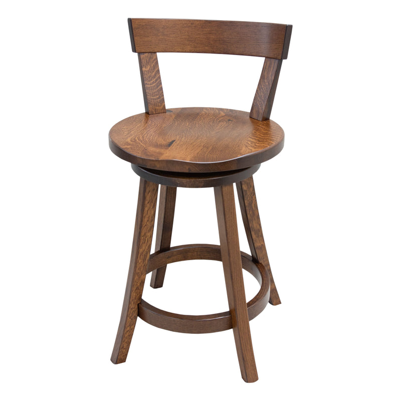 Temple 24" Rustic Quarter Sawn White Oak Wood Swivel Bar Stool | GB