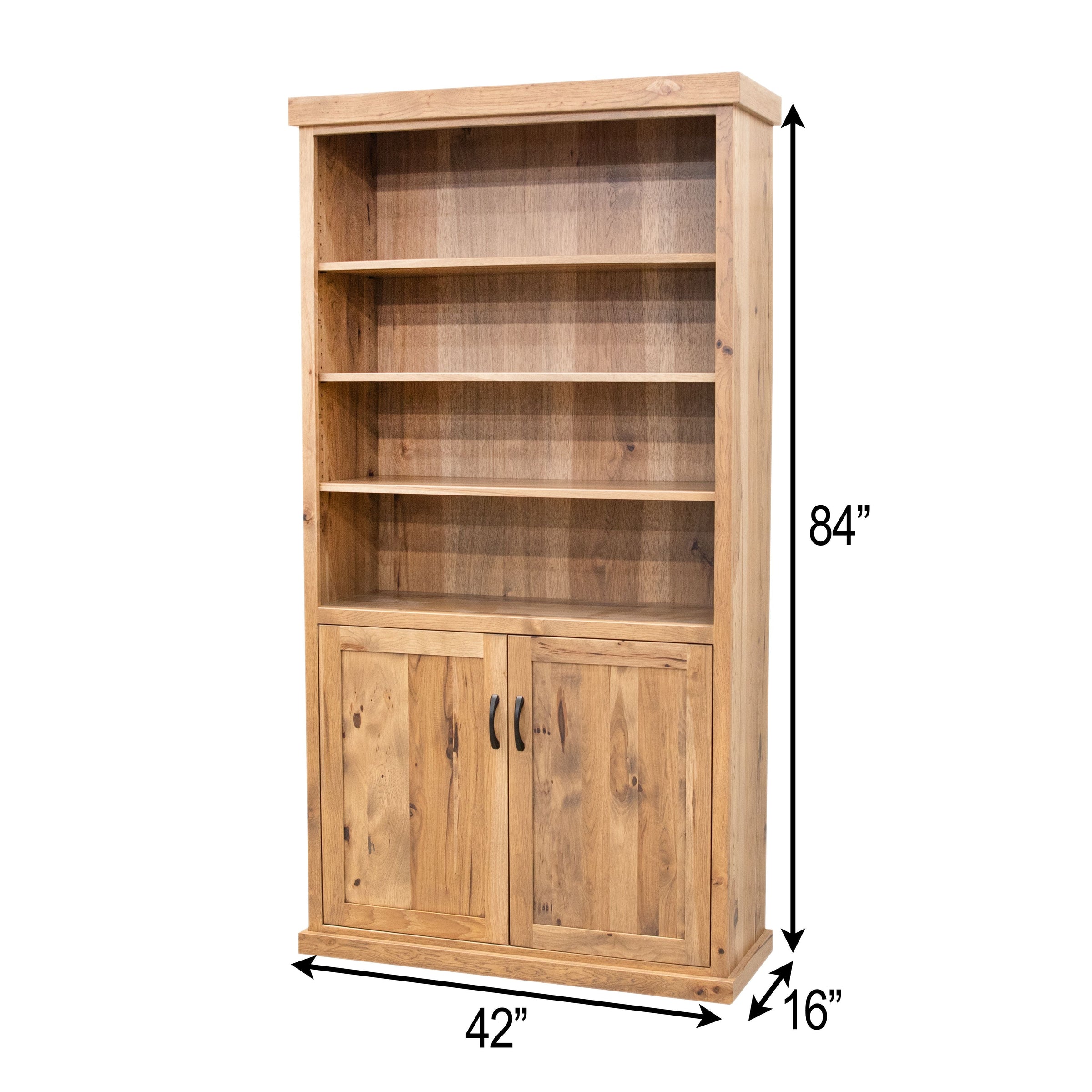 Toledo Solid Hickory Wood Bookcase with Doors | WB