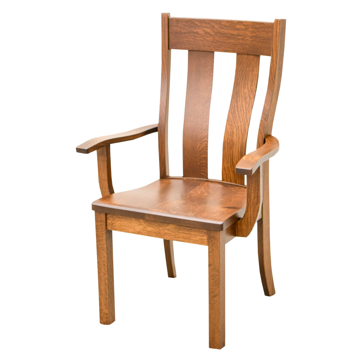 Utah Rustic Quarter Sawn White Oak Wood Arm Dining Chair | MC