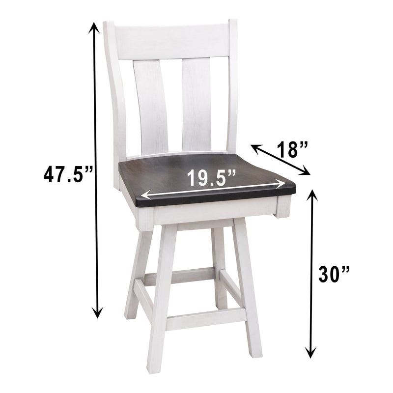 Utah White & Wood 24" Swivel Bar Stool | M-AV&GS