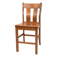 Utah Rustic Quarter Sawn White Oak Wood 24" Stationary Bar Stool | MC