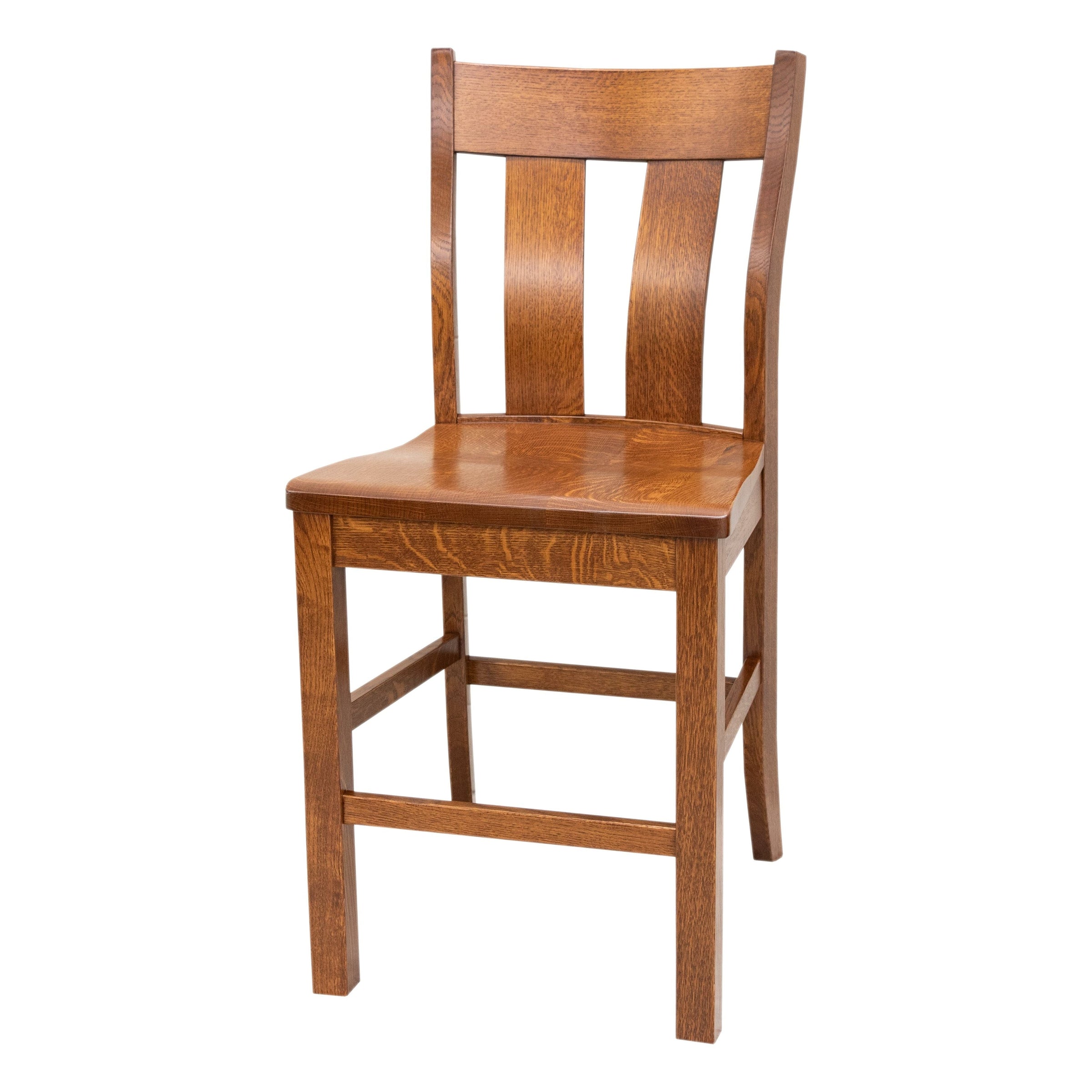 Utah Rustic Quarter Sawn White Oak Wood 24" Stationary Bar Stool | MC