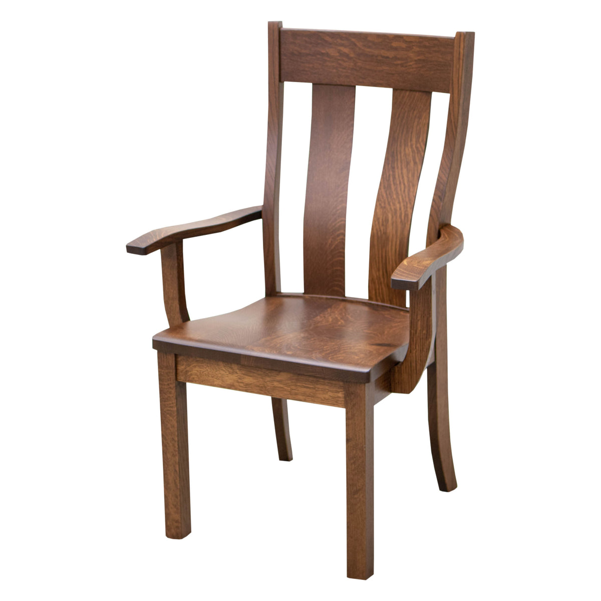 Utah Rustic Quarter Sawn White Oak Wood Arm Dining Chair | ASB