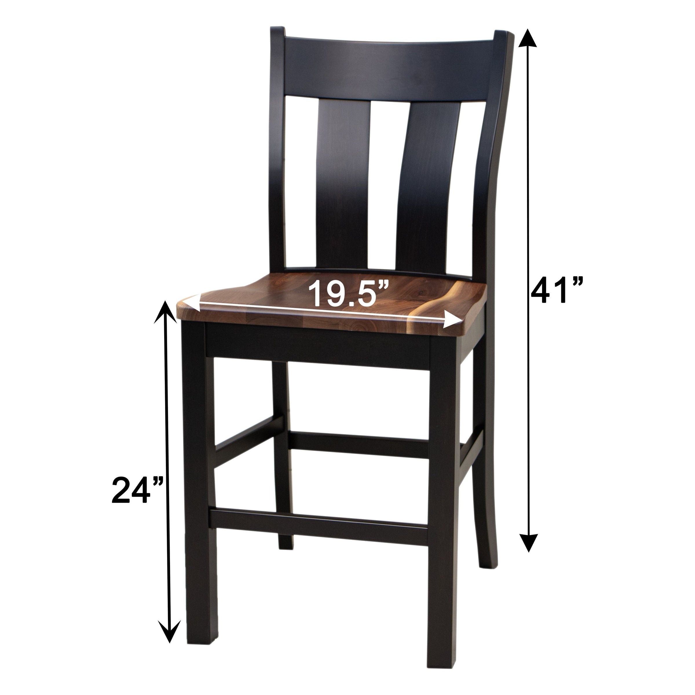 Utah Black & Wood 24" Stationary Bar Stool | M-EB&W-NAT