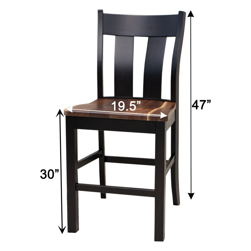 Utah Black & Wood 24" Stationary Bar Stool | M-EB&W-NAT
