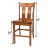 Utah Rustic Quarter Sawn White Oak Wood 24" Stationary Bar Stool | MC