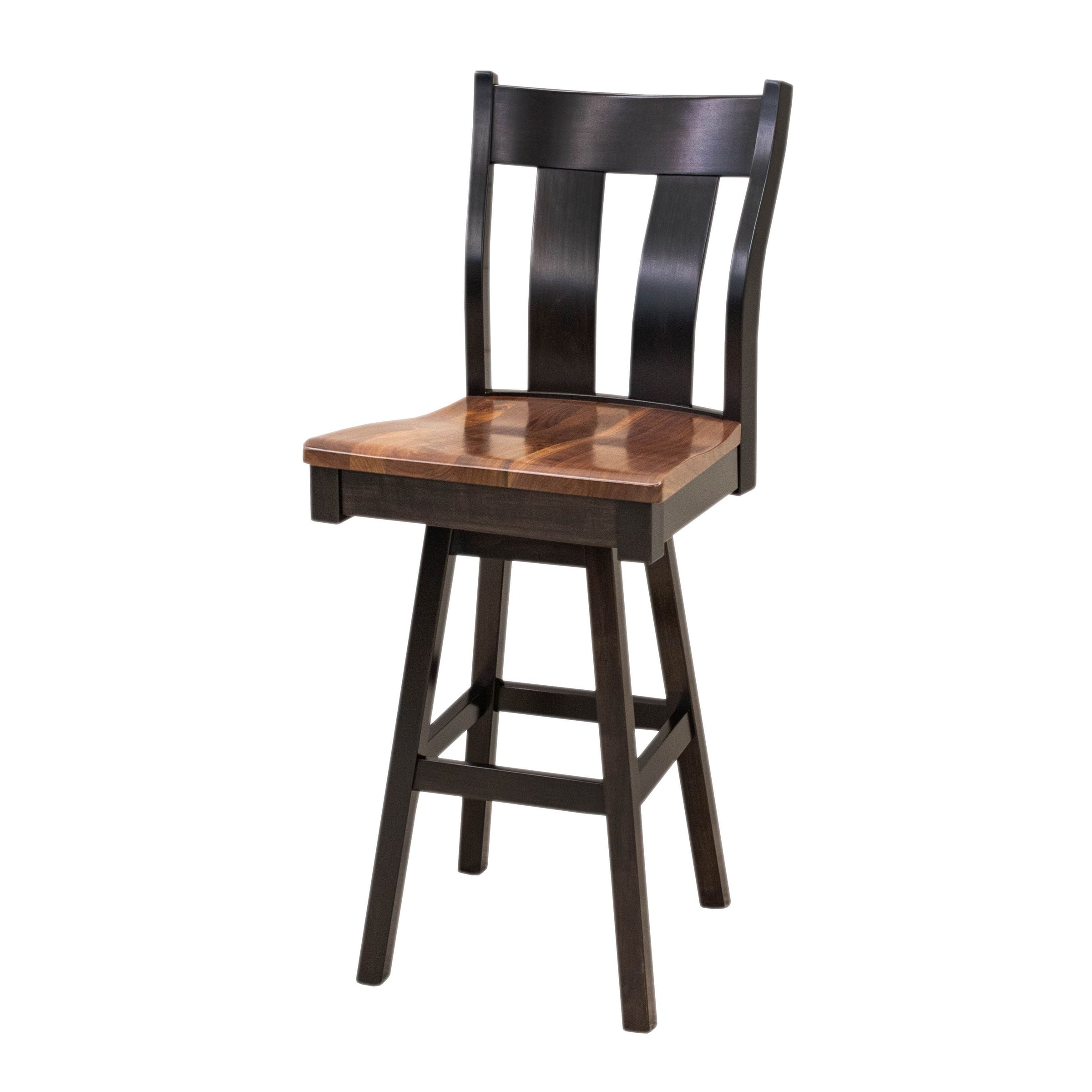 Utah Black & Wood Wood 24" Swivel Bar Stool | M-EB&W-NAT