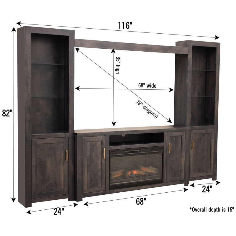 Weston Maple Wood Entertainment Center with Electric Fireplace | SB