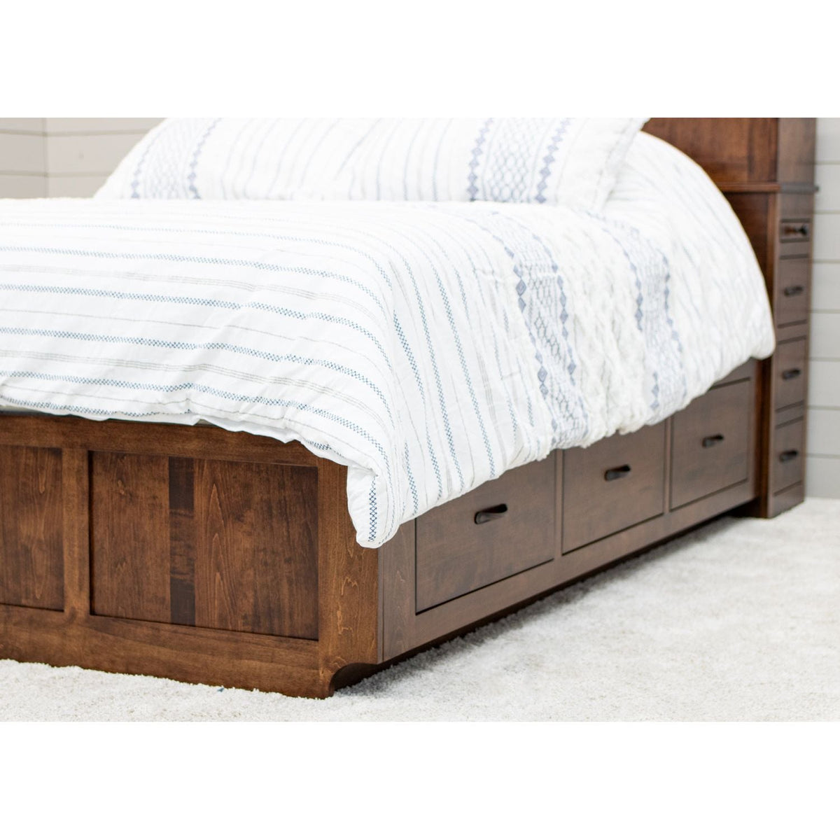 Millersburg Amish Maple Wood Storage Headboard & Platform Drawer Bed | ASB