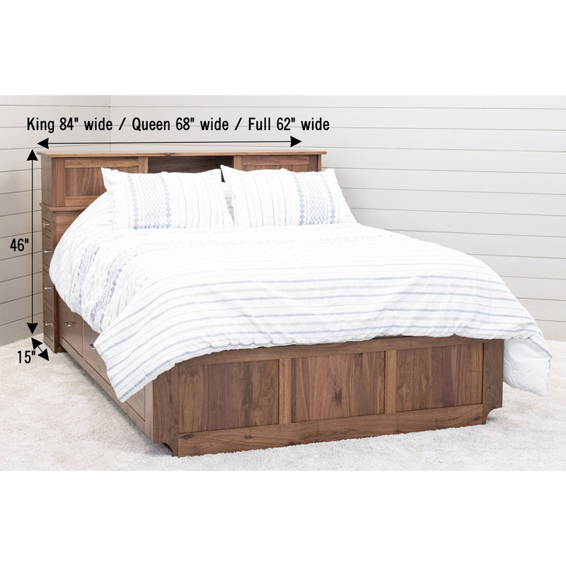 Millersburg Amish Walnut Wood Storage Headboard & Platform Drawer Bed | NAT
