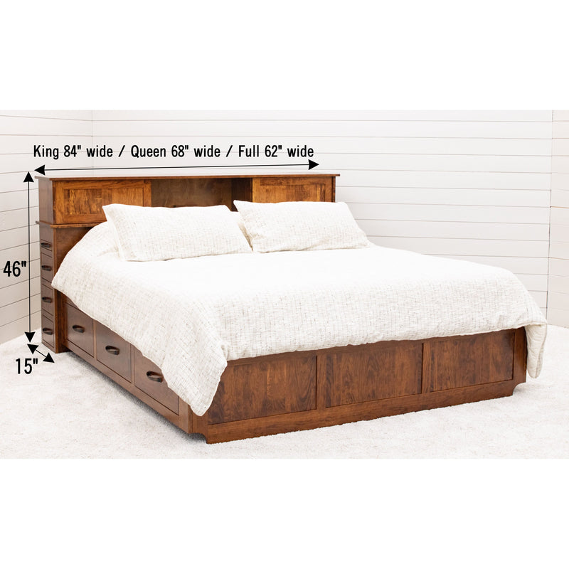 Millersburg Amish Cherry Wood Storage Headboard & Platform Drawer Bed | MC