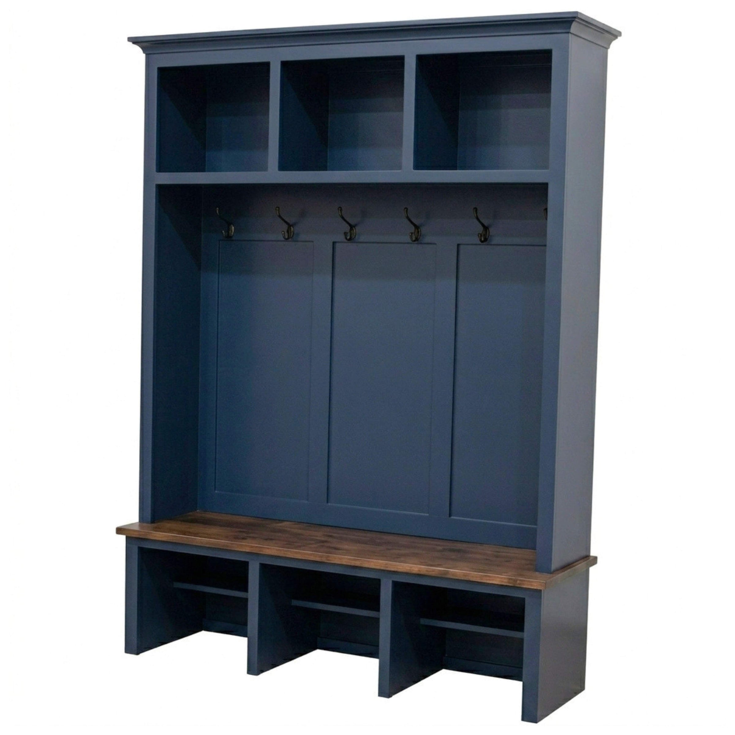 Millersburg Blue Solid Wood Hall Tree Bench | M-HN&CO