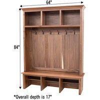 Millersburg Walnut Wood Hall Tree Bench | NAT