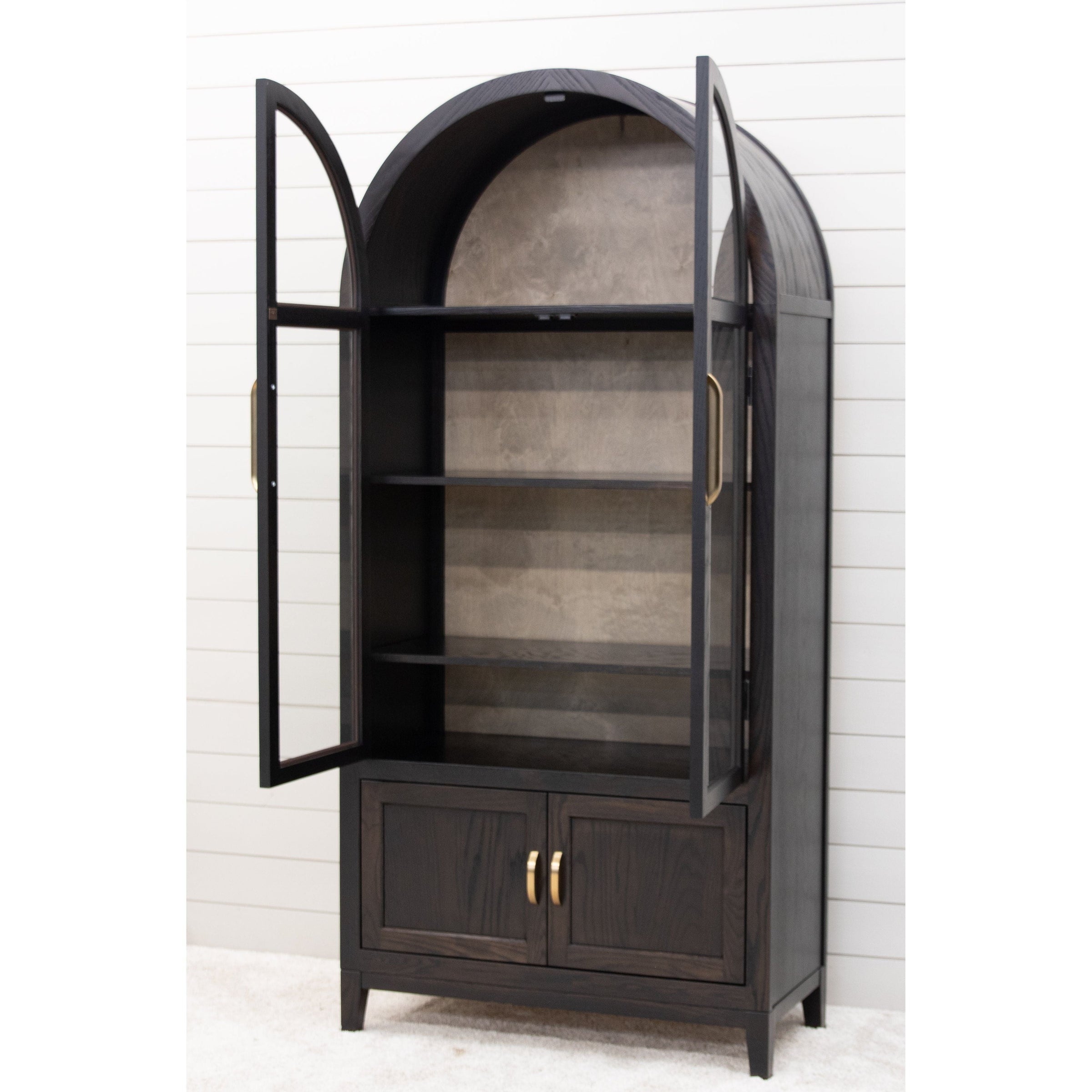 Woodstock Oak Wood Arched Display Cabinet | O-EB&M-DS