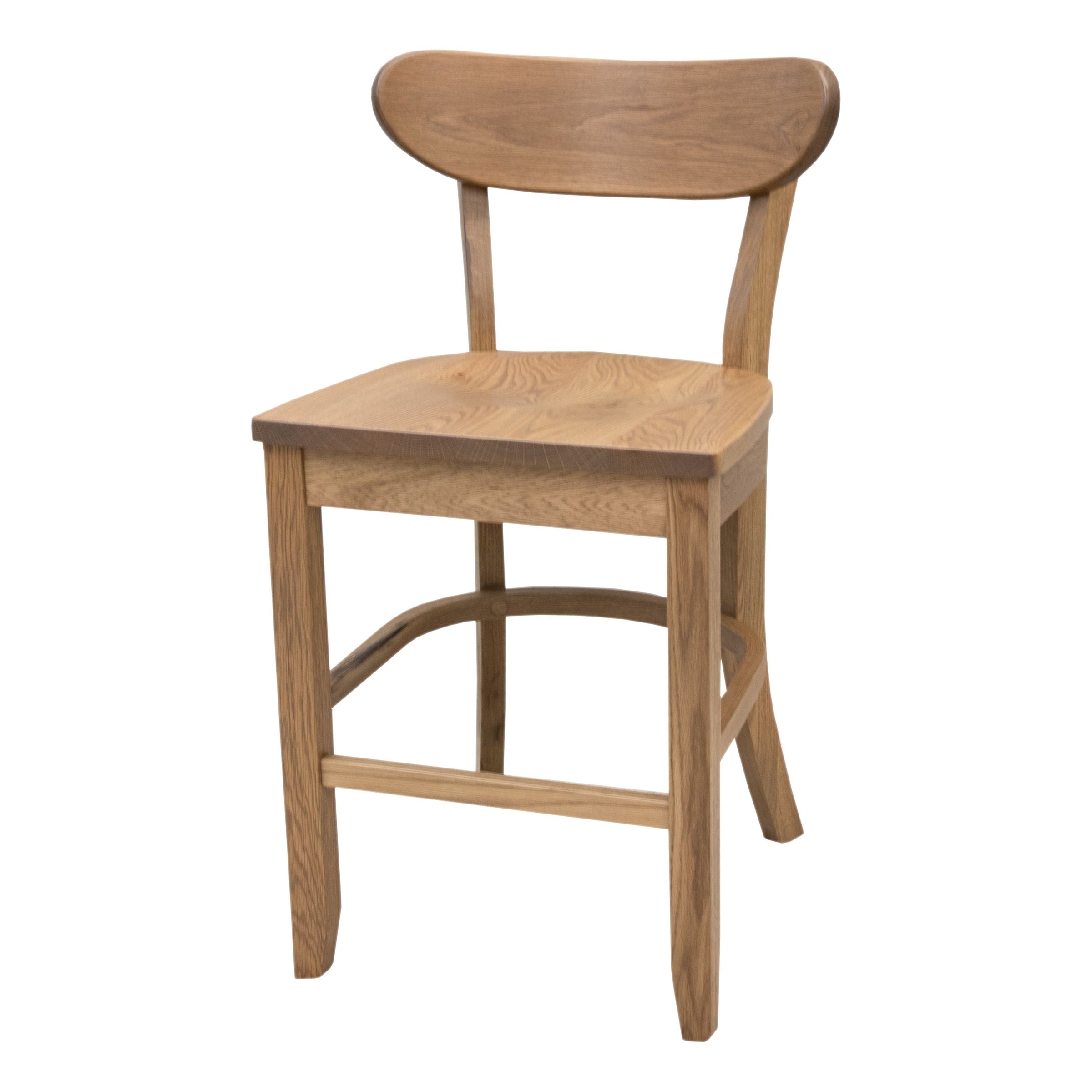 Winsome Rustic White Oak Wood 24" Mid Century Stationary Bar Stool | DS