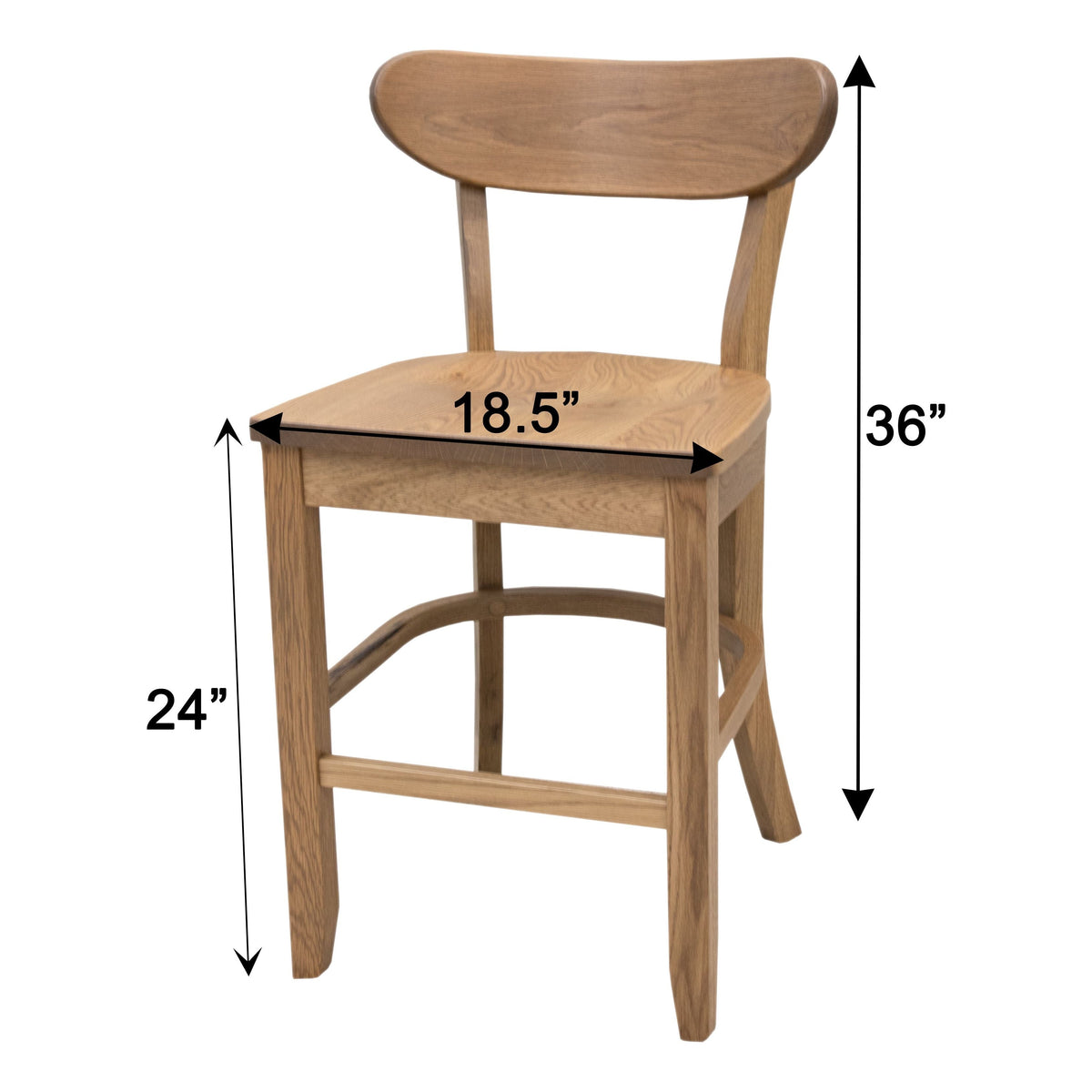 Winsome Hickory Wood 24" Mid Century Stationary Bar Stool | CO