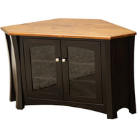 Brookstone Corner TV Console with Full Glass Doors