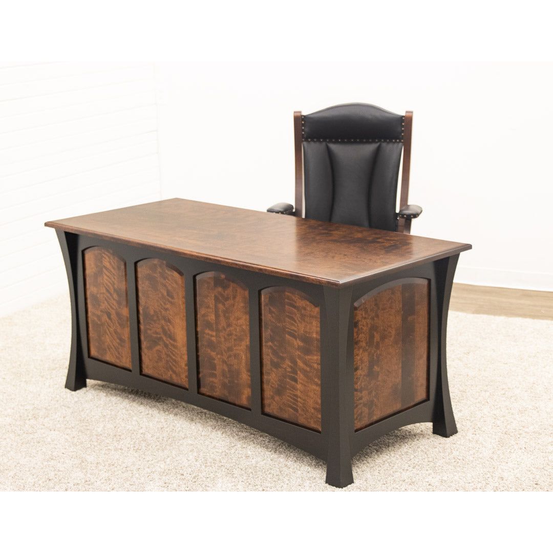 Brookstone Black & Wood Executive Desk with Panels | M-EB&BIR-ASB